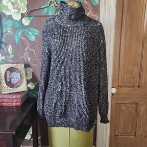 Zara Knit Chunky Knit Turtleneck Sweater | Black & Gray | Size L